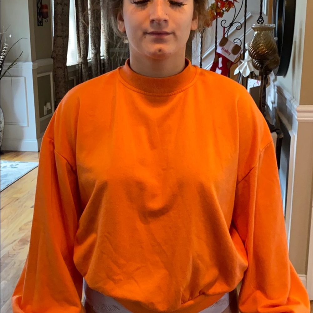 Neon orange pull over hoodie